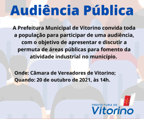 Prefeitura de Vitorino convida a população para participar de audiência pública