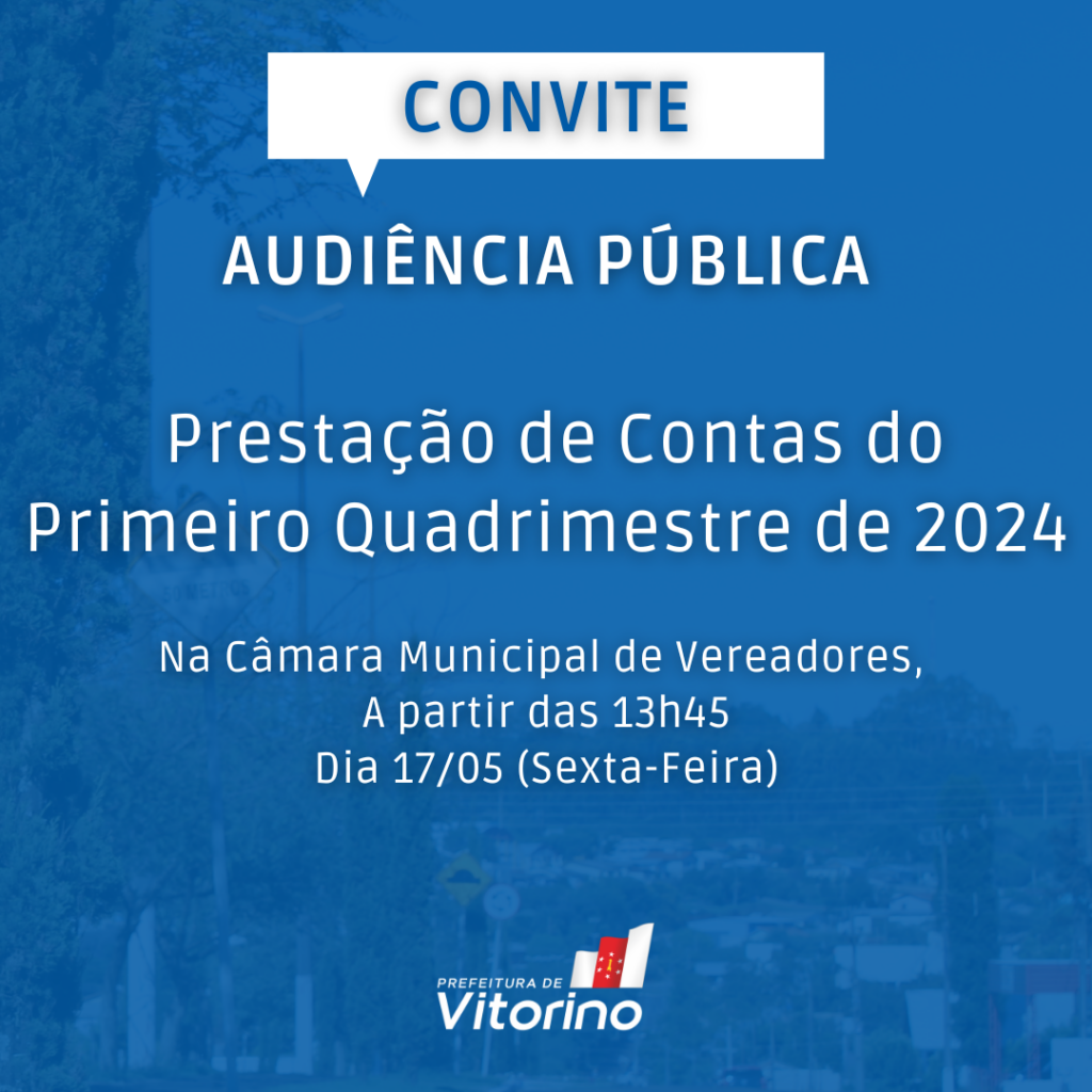 Convite para Audiência Pública do 1º Quadrimestre 2024