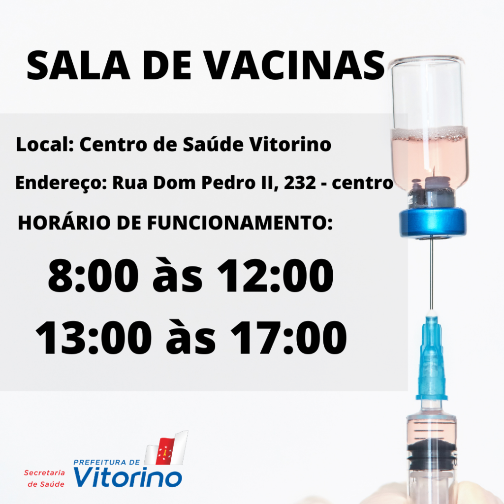 HORÁRIO DE FUNCIONAMENTO SALA DE VACINAS
