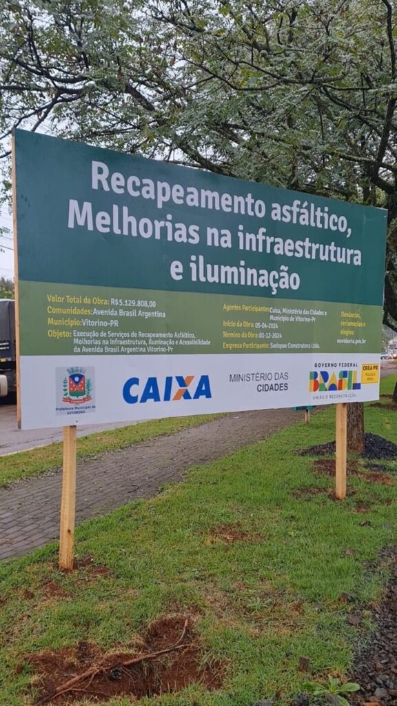 Obra de revitalização da Avenida Brasil Argentina passa por fiscalização do CREA-PR