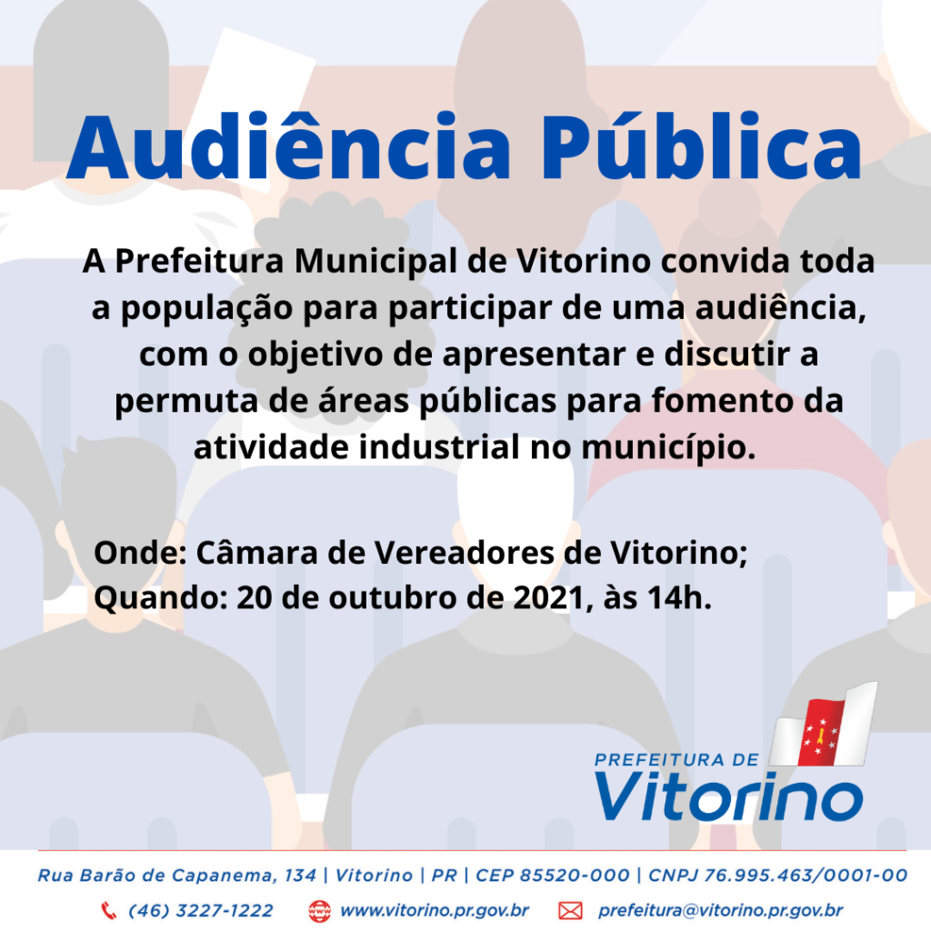 Prefeitura de Vitorino convida a população para participar de audiência pública Prefeitura de Vitorino convida a população para participar de audiência pública