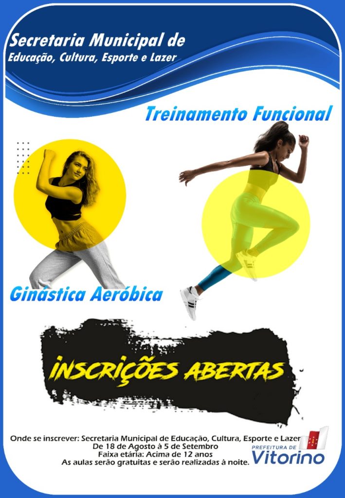 Secretaria de Educação, Cultura, Esporte e Lazer abre inscrições para aulas de ginástica aeróbica e treinamento funcional