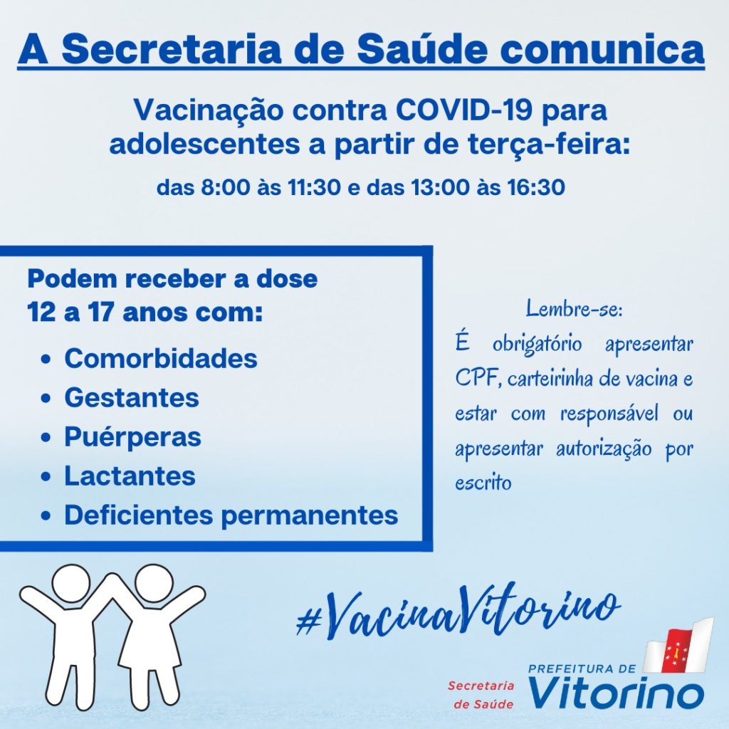 Vitorino inicia aplicação da 3ª dose contra a covid-19 na próxima segunda-feira (27) Vitorino inicia aplicação da 3ª dose contra a covid-19 na próxima segunda-feira (27)